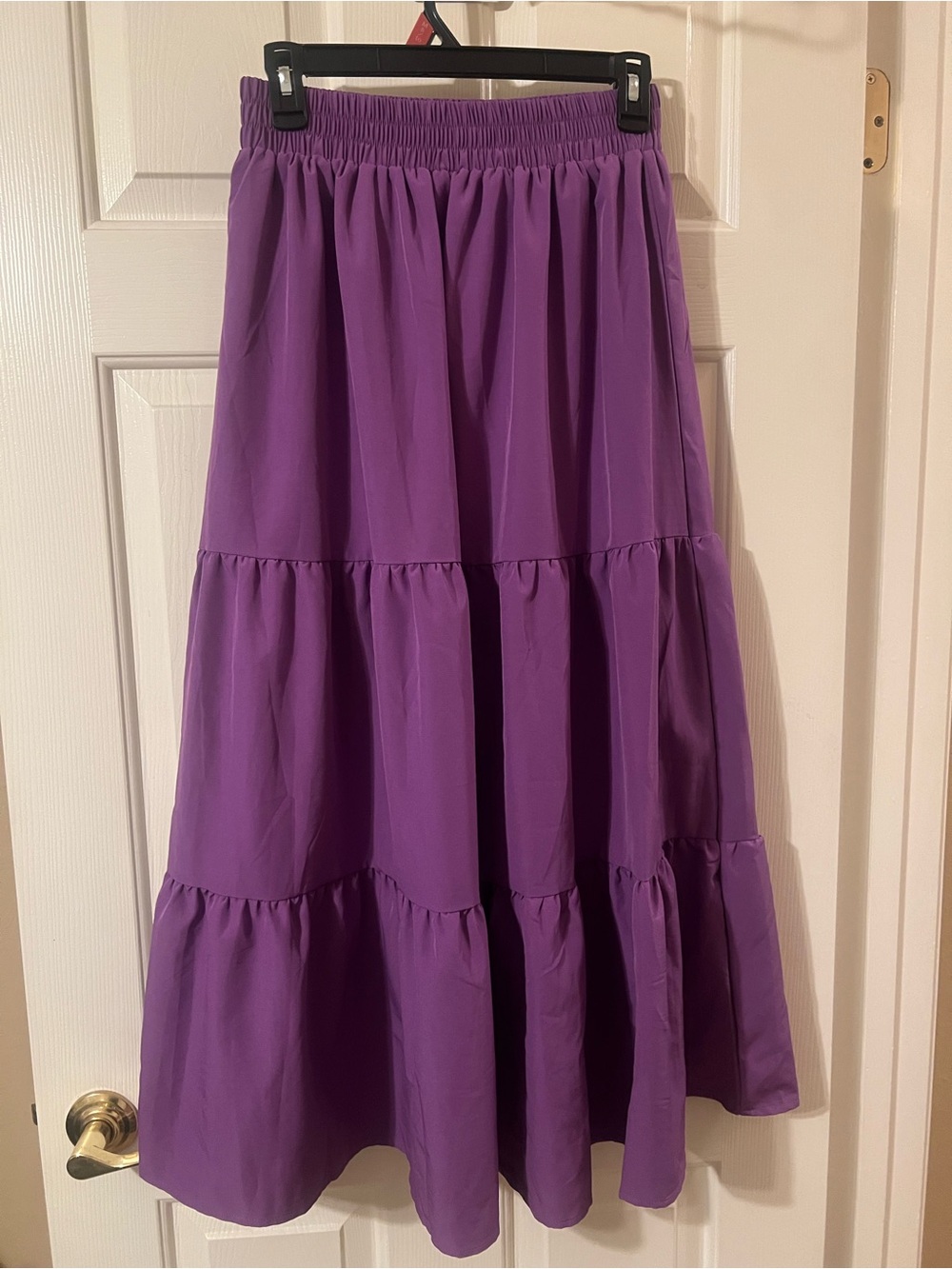NWOT Women’s Purple Tiered Elastic Waist Maxi Skirt Size Small